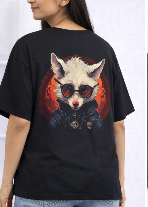 Crimson Halo Fox Oversized T-Shirt