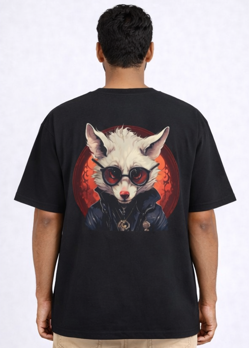 Crimson Halo Fox Oversized T-Shirt