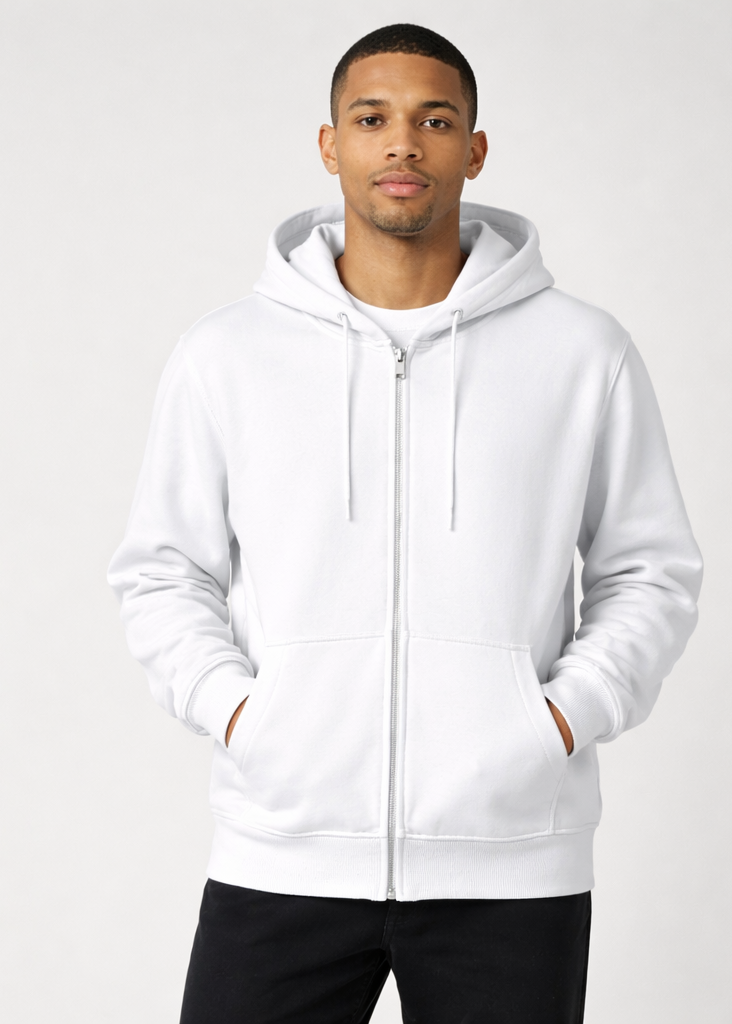 White Unisex Zip Hoodie