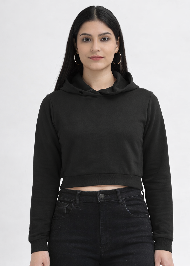 Black Cropped Hoodie