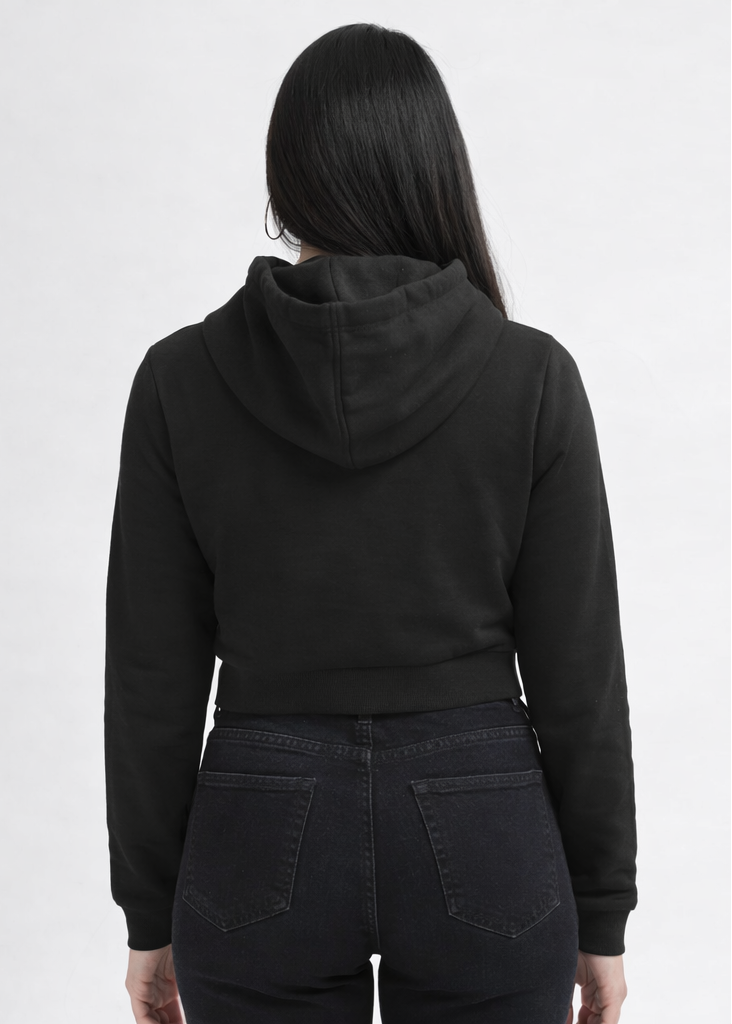 Black Cropped Hoodie