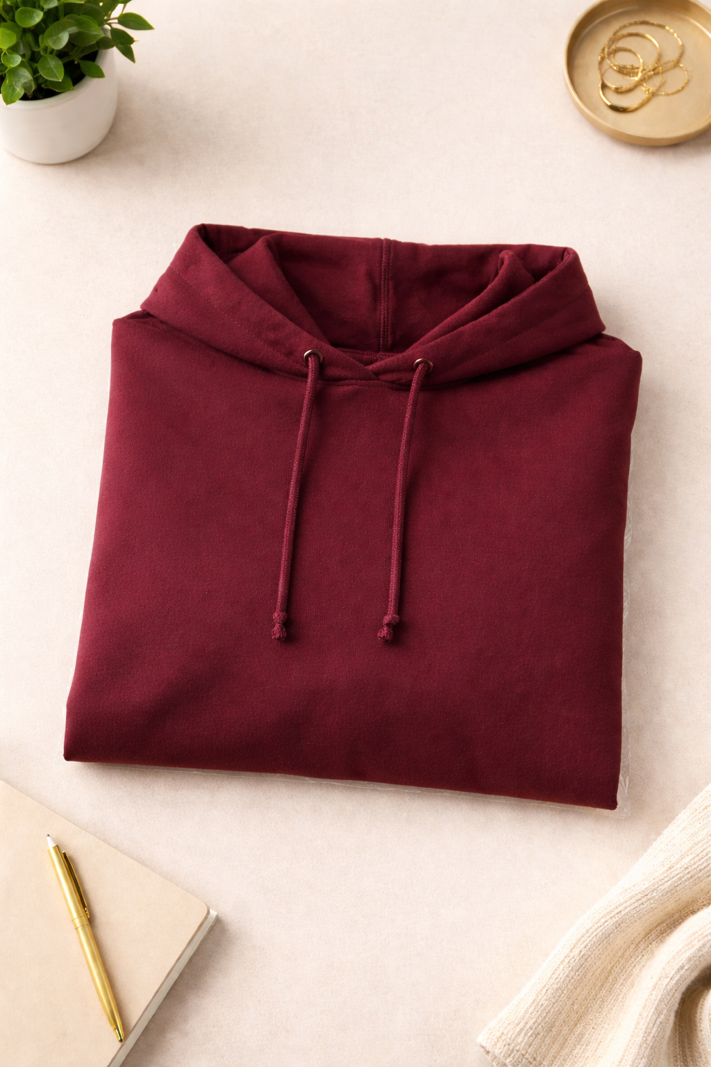 Classic Maroon Crop Hoodie