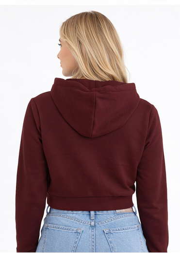 Classic Maroon Crop Hoodie