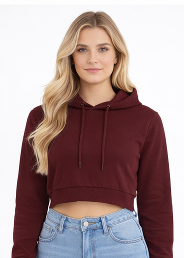 Classic Maroon Crop Hoodie