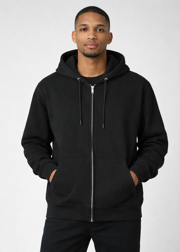 Black Unisex Zip Hoodie