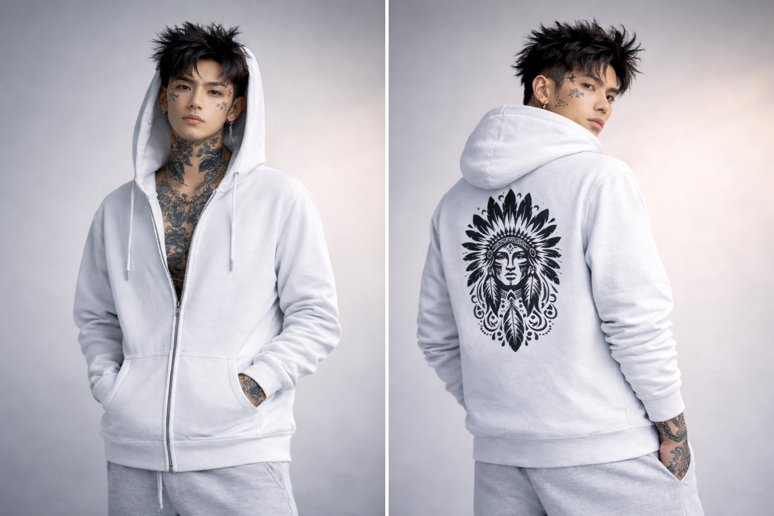 White Unisex Zip Hoodie