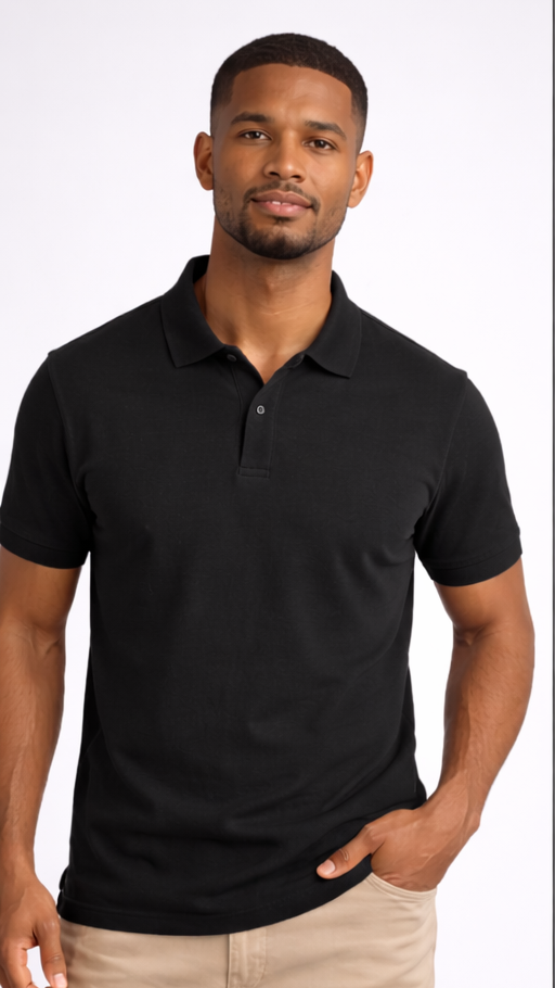 Black Classic Cotton Polo T-Shirt