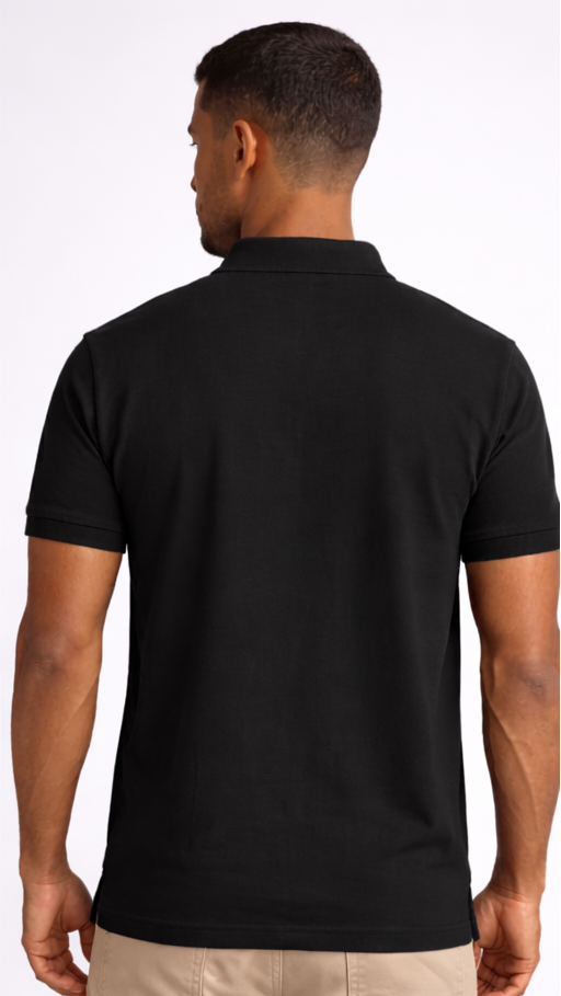 Black Classic Cotton Polo T-Shirt