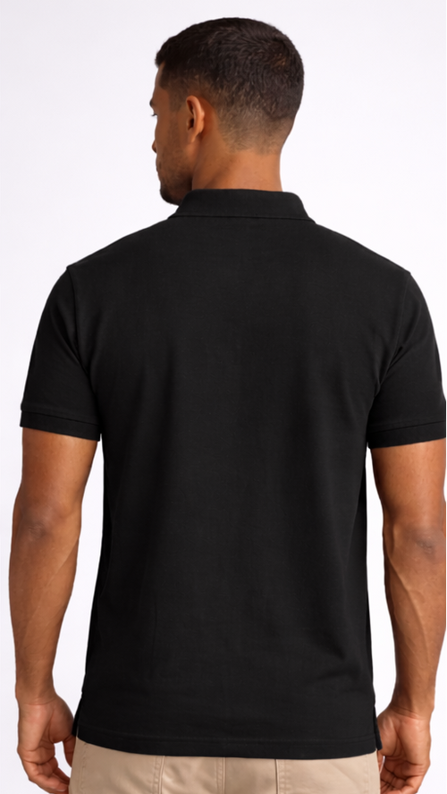 Black Classic Cotton Polo T-Shirt