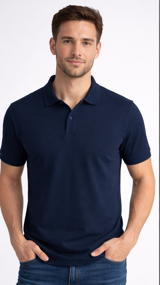 Blue Classic Cotton Polo T-Shirt