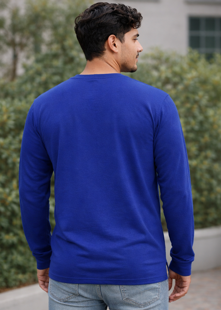 Blue Plain Full Sleeve T-Shirt