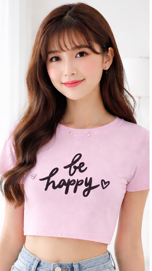 Be Happy Baby Tee Crop Top