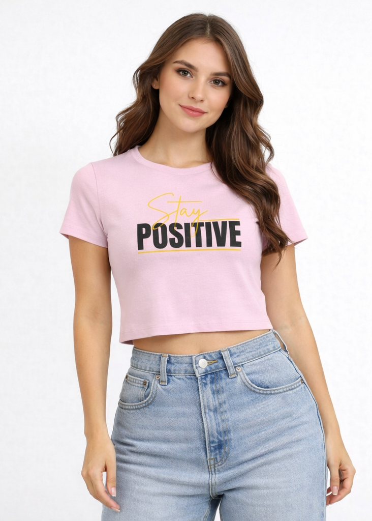 Stay Positive Baby Tee Crop Top