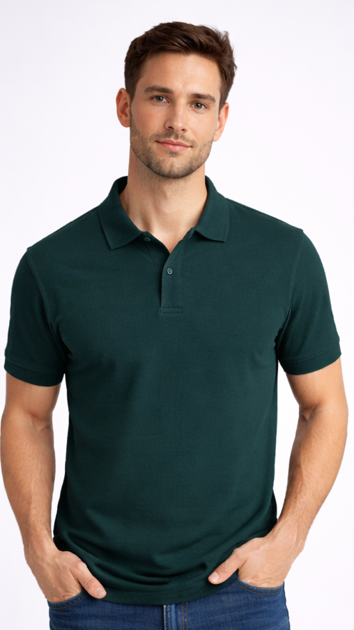 Green Classic Cotton Polo T-Shirt