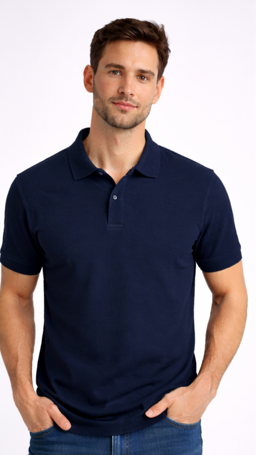Navy Classic Cotton Polo T-Shirt