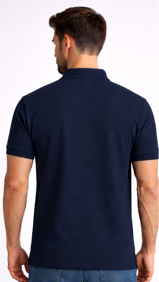 Navy Classic Cotton Polo T-Shirt