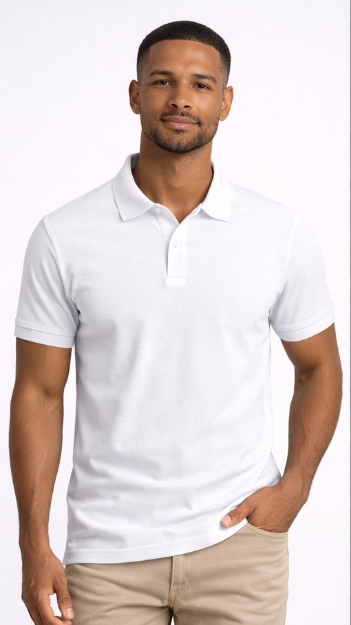 White Classic Cotton Polo T-Shirt